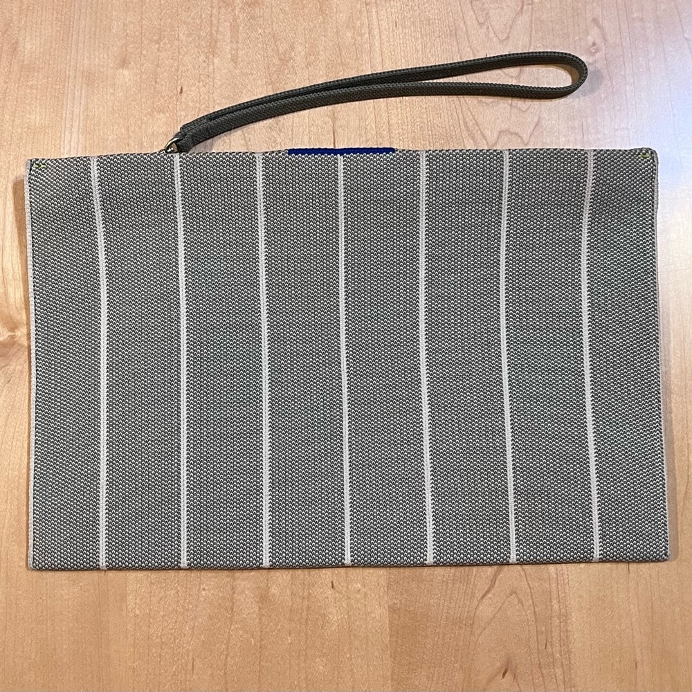 Rothy’s Essential Wristlet Pouch Grey Striped Bag 12” X 7.5” NWOT